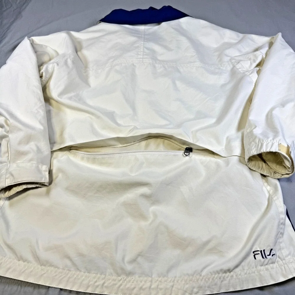 Vintage (90's) Fila Men's White Red Navy ColorBlock Track Jacket Size Medium